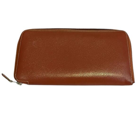 HERMES Long Silk'ln Round Zipper Long Wallet Epsom Leather 2011 Brown